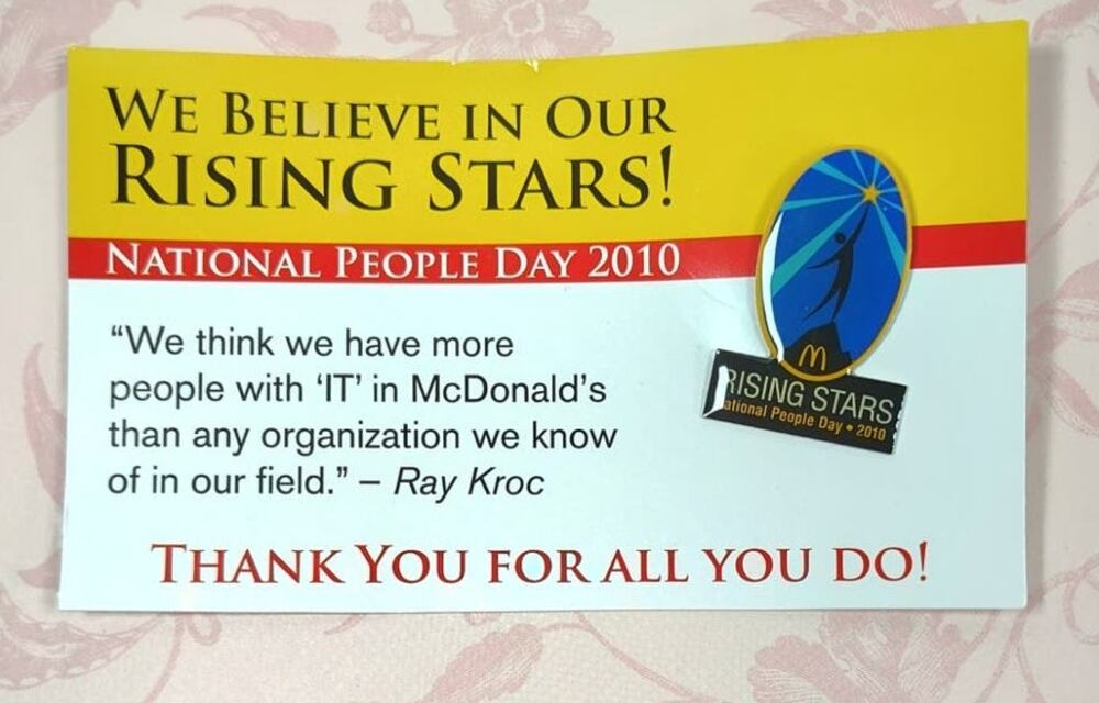 McDonald's Rising Stars National People Day 2010 Pin - New